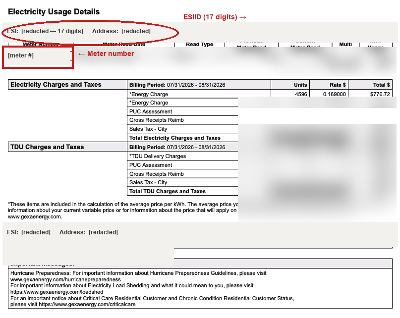 Where to find ESIID on a bill